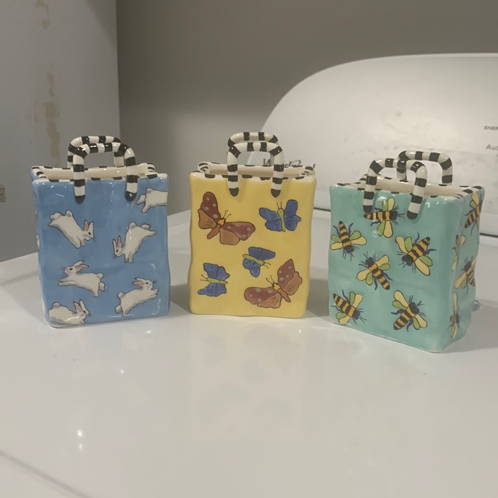 Patricia Dupont, 1998 vintage handbag vases/holders.